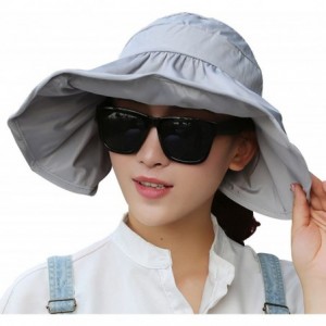 Sun Hats Summer Bill Flap Cap UPF 50+ Cotton Sun Hat Neck Cover Cord for Women - Gray - CA18DLTDSSI $24.92