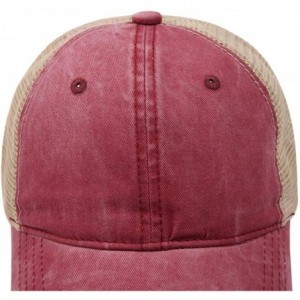 Baseball Caps Ponytail Baseball Cap Retro Washed Cotton Visor Dad Hat Adjustable Trucker Ponycaps - Wine Red - CR18NW4DL76 $1...