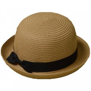 Sun Hats Bowknot Straw Summer Bowler Hat Sun Cap Hat for Ladies Womens - Light Coffee Adult - C412FU5BRMV $13.23
