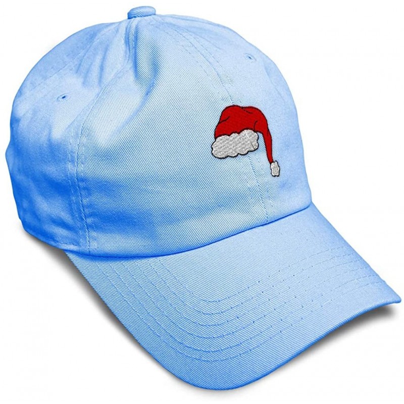 Baseball Caps Custom Soft Baseball Cap Santa Hat Embroidery Dad Hats for Men & Women - Light Blue - CF18SGON60K $17.16