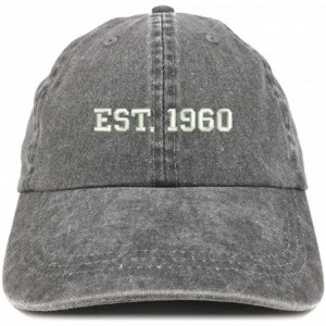 Baseball Caps EST 1960 Embroidered - 60th Birthday Gift Pigment Dyed Washed Cap - Black - C4180R2MG05 $18.90
