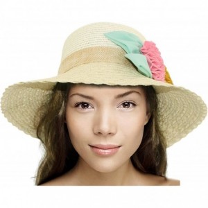 Sun Hats Women's Summer Sun Hat Bucket Hat - Double Flower - Cream - CH11LHKYVP9 $22.38