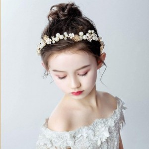 Headbands White Flower Girl Dresses Lace Appliques Flutter Sleeves Pageant Wedding Party A-line Gown 2-11Y - Headpiece - CZ18...