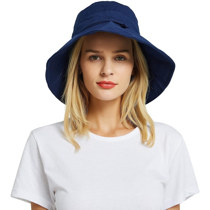 Sun Hats Bucket Hats for Women- Wide Brim UV Protection Sun Hat Packable Outdoor Beach Caps with Chin Strap - C918MIHWEK0 $16.73