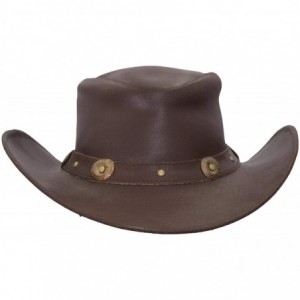 Cowboy Hats Leather Cowhide Outback Cowboy Conchos Hat - Autumn Brown - CZ18AAD4X8E $42.20