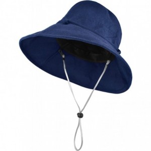 Sun Hats Bucket Hats for Women- Wide Brim UV Protection Sun Hat Packable Outdoor Beach Caps with Chin Strap - C918MIHWEK0 $16.73