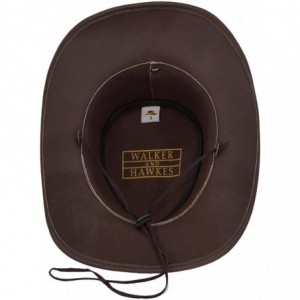 Cowboy Hats Leather Cowhide Outback Cowboy Conchos Hat - Autumn Brown - CZ18AAD4X8E $42.20
