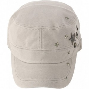 Baseball Caps A173 Skull Devil Star Metal Stud Fashion Punk Club Army Cap Cadet Military Hat - Beige - C8182KLL2E9 $26.00