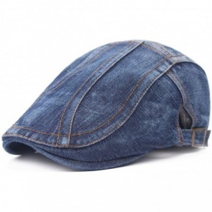 Newsboy Caps Men's Linen Duckbill Ivy Newsboy Hat Scally Flat Cap - Jean Blue+beige2 - CY18I50M5ZX $20.02