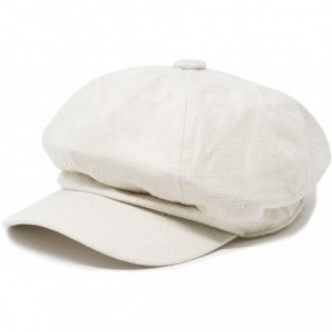 Newsboy Caps Cotton Visor 8 Panel Applejack Cabbie Tweed Newsboy Flat Driving Cap Hat - Off White - CE18U8ITDRS $14.58