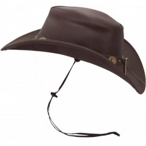 Cowboy Hats Leather Cowhide Outback Cowboy Conchos Hat - Autumn Brown - CZ18AAD4X8E $42.20