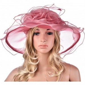 Sun Hats Womens Flower Kentucky Derby Wide Brim Church Dress Sun Hat A341 - Medium Pink - CV12KDGQ50B $25.06