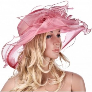 Sun Hats Womens Flower Kentucky Derby Wide Brim Church Dress Sun Hat A341 - Medium Pink - CV12KDGQ50B $25.06