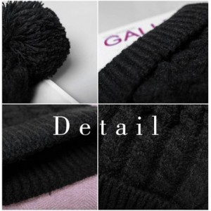 Skullies & Beanies Women's Winter Beanie Warm Fleece Lining - Thick Slouchy Cable Knit Skull Hat Ski Cap - White+black - CC18...