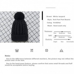 Skullies & Beanies Women's Winter Beanie Warm Fleece Lining - Thick Slouchy Cable Knit Skull Hat Ski Cap - White+black - CC18...