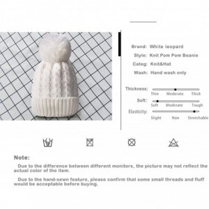 Skullies & Beanies Women's Winter Beanie Warm Fleece Lining - Thick Slouchy Cable Knit Skull Hat Ski Cap - White+black - CC18...