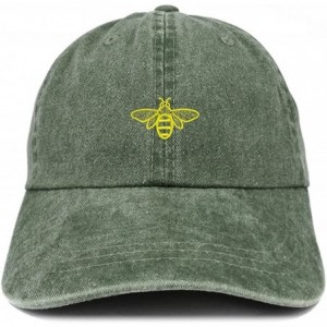 Baseball Caps Bee Embroidered Washed Cotton Adjustable Cap - Dark Green - CF185LUUG4X $20.99