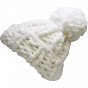 Skullies & Beanies Women's Winter Warm Thick Oversize Cable Knitted Beaine Hat with Pom Pom - (7021) White - C5187I7HM7Z $7.91