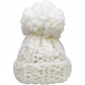 Skullies & Beanies Women's Winter Warm Thick Oversize Cable Knitted Beaine Hat with Pom Pom - (7021) White - C5187I7HM7Z $7.91