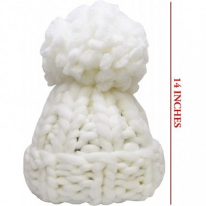 Skullies & Beanies Women's Winter Warm Thick Oversize Cable Knitted Beaine Hat with Pom Pom - (7021) White - C5187I7HM7Z $7.91