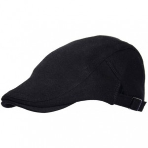 Newsboy Caps Plain Black Peak Mens Brushed Jersey Flat Cap Hat Newsboy One Size - C111EU81Z3B $30.76