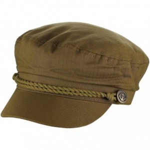 Newsboy Caps Unisex 100% Cotton Greek Fisherman Sailor Fiddler Driver Cap Hat - Olive - CF18RO23UM2 $17.32