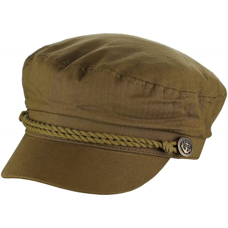 Newsboy Caps Unisex 100% Cotton Greek Fisherman Sailor Fiddler Driver Cap Hat - Olive - CF18RO23UM2 $17.32