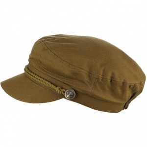 Newsboy Caps Unisex 100% Cotton Greek Fisherman Sailor Fiddler Driver Cap Hat - Olive - CF18RO23UM2 $17.32