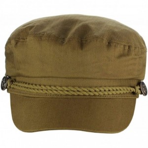 Newsboy Caps Unisex 100% Cotton Greek Fisherman Sailor Fiddler Driver Cap Hat - Olive - CF18RO23UM2 $17.32