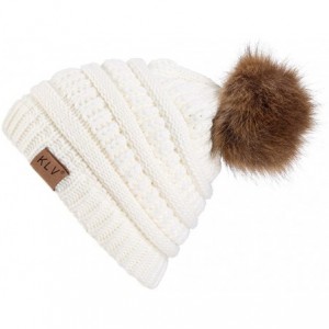 Skullies & Beanies Womens Knit Cap Baggy Warm Crochet Winter Wool Ski Beanie Skull Slouchy Hat - White - CZ18IE48GA9 $9.40