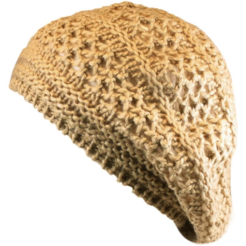 Berets Women's Warm Crochet Knit Beret Hat - Beige - CX11LGXYKI5 $11.49