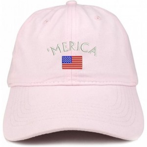 Baseball Caps Merica Small American Flag Embroidered Dad Hat Cotton Baseball Cap - Light Pink - C3185HS56OU $33.56