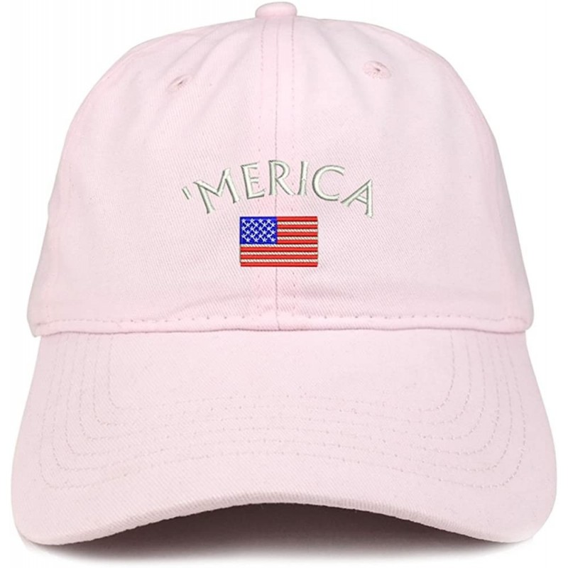 Baseball Caps Merica Small American Flag Embroidered Dad Hat Cotton Baseball Cap - Light Pink - C3185HS56OU $14.82