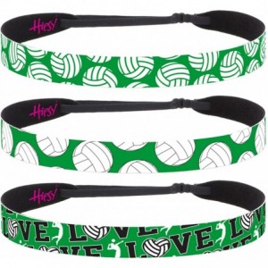 Headbands Cute Adjustable No Slip I Love Volleyball Headbands for Girls & Women - Volleyball Mixed Green 3pk - CX188G7WTCC $2...