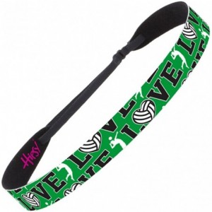 Headbands Cute Adjustable No Slip I Love Volleyball Headbands for Girls & Women - Volleyball Mixed Green 3pk - CX188G7WTCC $2...