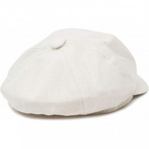 Newsboy Caps Cotton Visor 8 Panel Applejack Cabbie Tweed Newsboy Flat Driving Cap Hat - Off White - CE18U8ITDRS $14.58