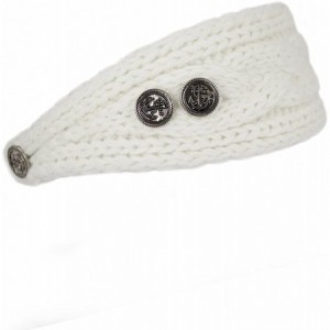 Headbands Women's Winter Knit Headband - Button - Black & White Set of 2 - CX11RLRNWCF $19.00