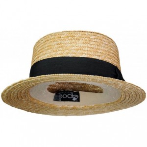 Sun Hats Unisex Grosgrain Ribbon Straw Skimmer Boater Hat - Natural/Black - CA1838ZU6IC $12.25