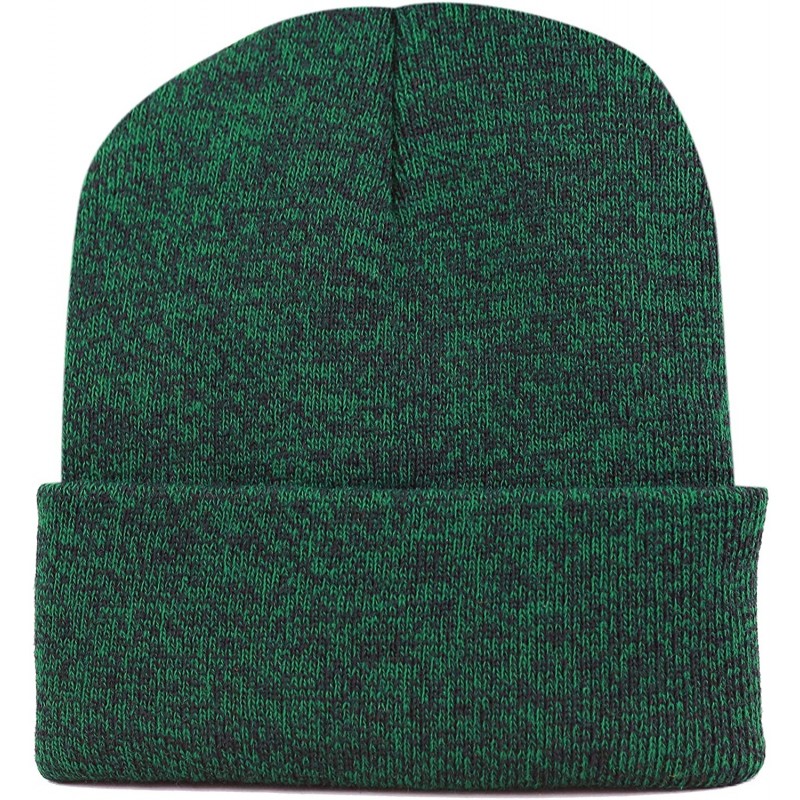 Skullies & Beanies F902 Made in USA Unisex Thick Two Tone Cuff Beanie Skull Cap - Green-black - C912MU5RWM3 $8.99