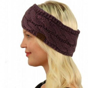Cold Weather Headbands Winter Fuzzy Fleece Lined Thick Knitted Headband Headwrap Earwarmer - Sequins Violet - CZ18IIEO627 $13.37