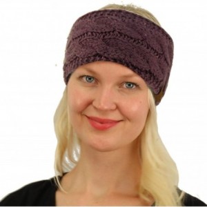 Cold Weather Headbands Winter Fuzzy Fleece Lined Thick Knitted Headband Headwrap Earwarmer - Sequins Violet - CZ18IIEO627 $13.37