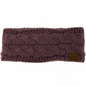 Cold Weather Headbands Winter Fuzzy Fleece Lined Thick Knitted Headband Headwrap Earwarmer - Sequins Violet - CZ18IIEO627 $13.37