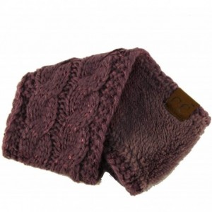 Cold Weather Headbands Winter Fuzzy Fleece Lined Thick Knitted Headband Headwrap Earwarmer - Sequins Violet - CZ18IIEO627 $13.37