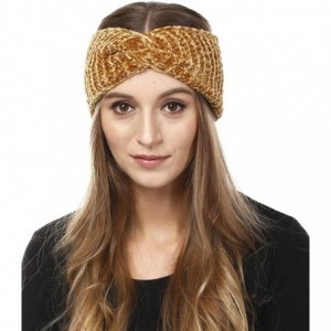Cold Weather Headbands Women's Winter Knitted Headband Ear Warmer Head Wrap (Flower/Twisted/Checkered) - Twisted-mustard - CA...