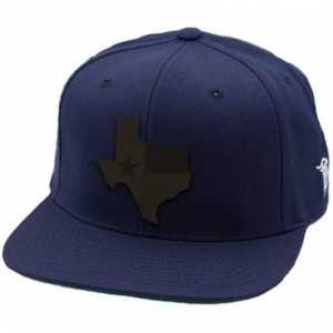Baseball Caps Texas 'Midnight 28' Black Leather Patch Snapback Hat - Navy - C518IGQA7CH $68.05