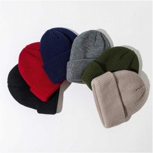 Visors Trendy Warm Chunky Soft Stretch Cable Knit Cuff Beanie Hat for Women Men - Black - CF18YE0RMOM $7.61