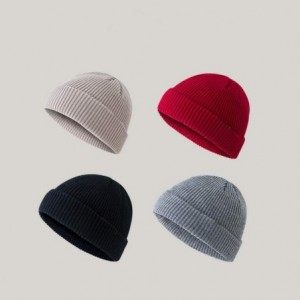 Visors Trendy Warm Chunky Soft Stretch Cable Knit Cuff Beanie Hat for Women Men - Black - CF18YE0RMOM $7.61