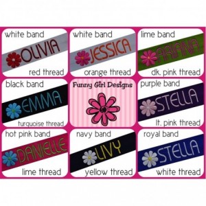 Headbands Personalized Daisy Girls Cotton Stretch Headband With Custom Name - Royal Band/White Thread - CW121PNM9KV $11.62