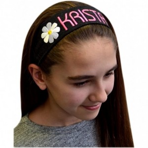 Headbands Personalized Daisy Girls Cotton Stretch Headband With Custom Name - Royal Band/White Thread - CW121PNM9KV $11.62