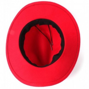 Cowboy Hats Unisex Western Cowboy Hat Felt Punk Roll Up Brim Sombrero Hombre Caps - Red - C518IL7SW77 $20.06
